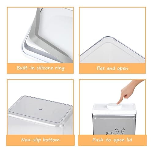 Pet Treat Storage Container,Clear Airtight Food Container One Button Opening Food Containers,with Handled Lid and Measuring Spoon Clear,for Storage Hamster Sand,Rabbit Food,Rabbit Nuggets Etc thumbnail 3