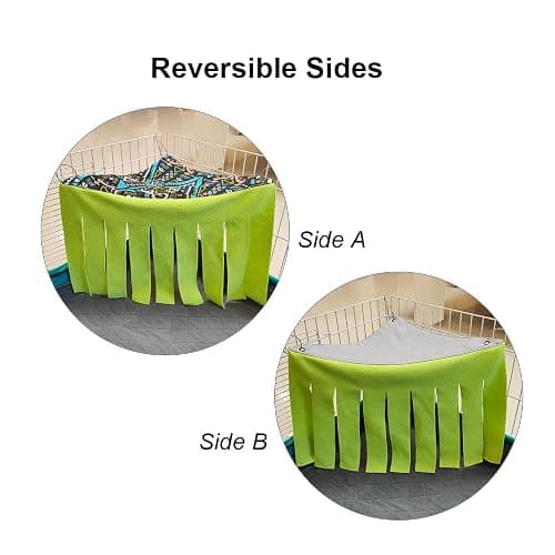 RIOUSSI Guinea Pig Hideout Hideaway Corner Fleece Toys Cage Accessories with Reversible Sides, Geo/Gray-Green+Blue, Pack of 2 thumbnail 3