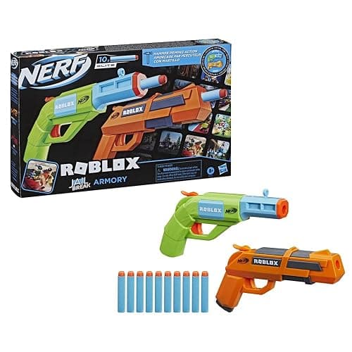 Nerf Roblox Jailbreak: Armory, Includes 2 Hammer-Action Blasters, 10 Elite Darts, Code to Unlock in-Game Virtual Item - Image 1