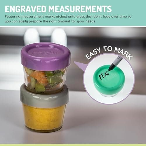 melii Glass Food Storage Jars - 12-Piece Set (6 x 4oz + 6 x 2oz) with Airtight, Leakproof Lids, BPA-Free & Eco-Friendly, Microwave, Freezer, Dishwasher Safe, Containers for Baby Food and Meal Prep - 6 x 4oz + 6 x 2oz thumbnail 5