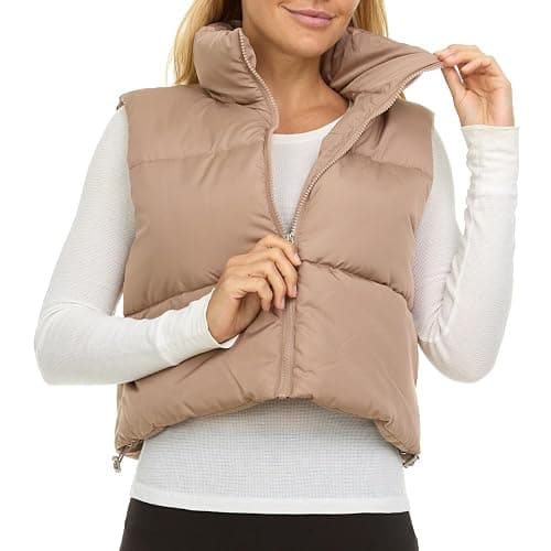 Steve Madden Cropped Puffer Vest for Women - Sleeveless Women’s Outerwear Vests - Image 1
