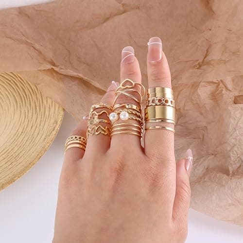 HaHaGirl 44-65pcs Golden Silver Plated Jewelry Sets Necklaces,Bracelets Bangles,Earring,Rings for Women Valentine Anniversary Birthday Friendship thumbnail 4