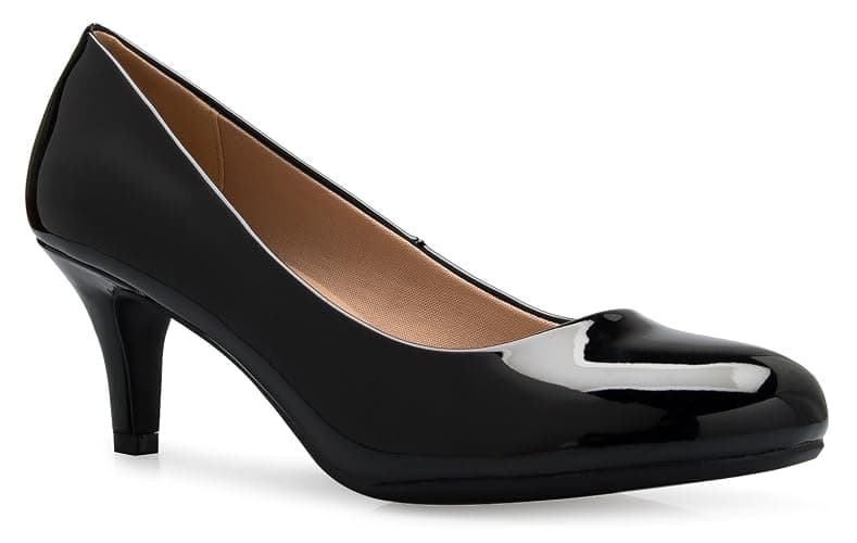 Olivia K Women's Comfort Classic Round Toe Kitten Low Mid Heel Dress Pumps - Image 1