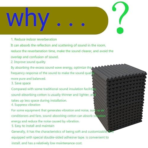 52 Pack Acoustic Foam Panel Wedge Studio Soundproofing Wall Tiles 12" X 12" X 1" - Black thumbnail 3