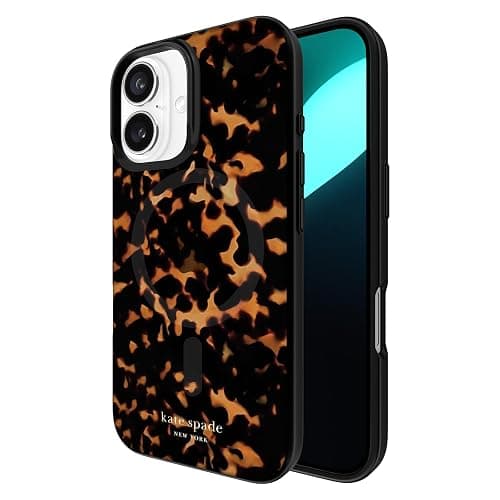 kate spade new york iPhone 16 Case - Compatible with MagSafe - Designer Phone Case - Tortoise - Image 1