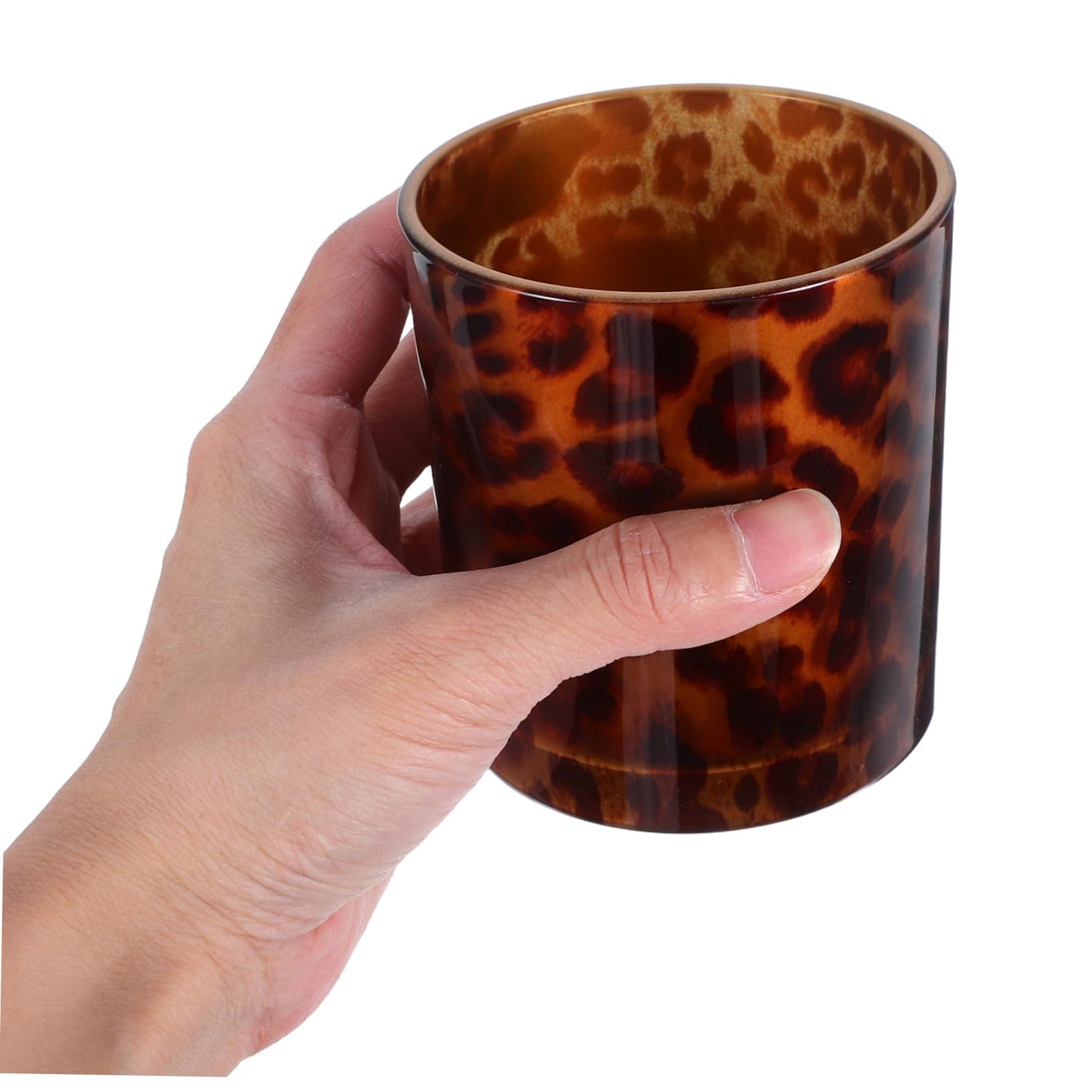Alipis Leopard Print Glass Candle Holder 8x9cm Reusable Candle Cup Aromatherapy Decorative Home Accent thumbnail 4