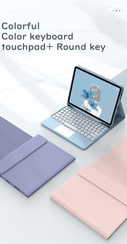 Touchpad Keyboard Case for iPad Air 11 inch (M3,M2)/ iPad Air 5th/4th Generation 10.9 inch Case with Cute Round Key Detachable Color Trackpad Keyboard (Blue) thumbnail 4