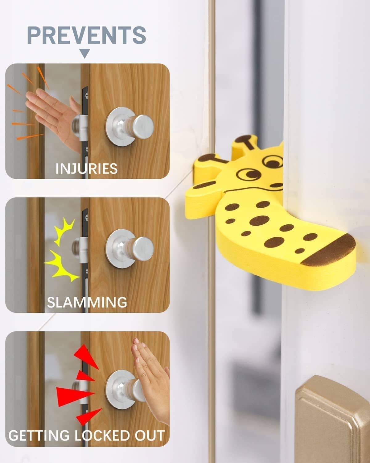 7Pcs Baby Safety Door Stop, Child Safety Door Guards, Animal Design Baby Finger Protector Prevent Finger Pinch Injuries, Slamming Door and Child Or Pet from Getting Locked in Room thumbnail 4