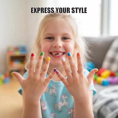 Hello Kitty Water-Based Nail Polish Set, Peel-Off Set with Glittery & Opaque Colors and Nail Accessories for Girls Kids, Perfect for Dress Up, Parties & Makeovers Ages 3+ by Townley Girl thumbnail 6
