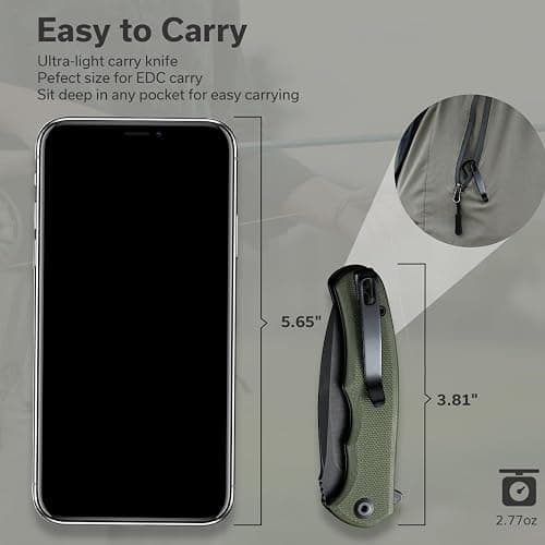 CIVIVI Mini Praxis Folding Pocket Knife, 2.98" D2 Steel Blade, OD Green | G10 Handle with Pocket Clip, Safety Liner Lock, Small EDC Knife for Camping Hiking Survival C18026C-1 thumbnail 2