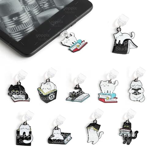 YOPPIX 9PCS Charms for Kindle, Dust Plug Charm Compatible with Type C Charging Port, Gift for Book Lover Readers Men Women Teachers Students, Accessories for Kindle - Image 1