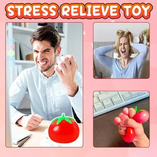 1Pcs Fruit Taba Squishy Toys Tomato Stress Balls for Adults and Kids Squishy Fidget Toy Sticky Sensory Stress Relief Toy Slow Rising Tomato Squishies for Office Classroom Prize Party Favors thumbnail 4