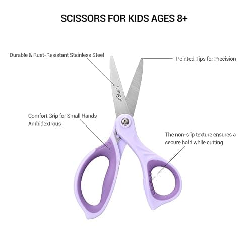 LIVINGO 6” Kids Scissors for School - Pointed Tip Student Scissors for Children Comfortable Grip Craft Cutting Paper, Ages 8-11 thumbnail 4