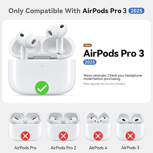 Inesore Compatible with AirPods Pro 3 Case with Cleaning Kit, Silicone Protective Case Cover for Apple Air Pods Pro 3rd (2025), Unisex Design - Pink thumbnail 2