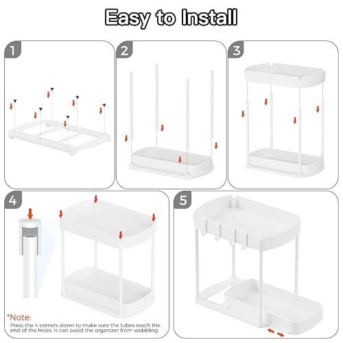 Ukeetap 2 Pack Multi-Purpose Pull-Out Storage Organizers, Under Sink & Cabinet Storage, 12.8 Inch, White thumbnail 7