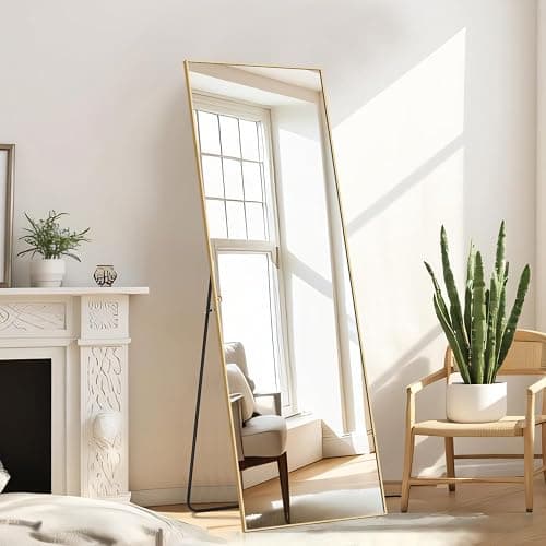 Aidoly Mirror Full Length, Upgraded Body Wall Mirrors with Shatter-Proof Glass, Floor Standing, Hanging or Leaning, Tall Mirror with Stand Aluminum Alloy Frame for Bedroom Cloakroom thumbnail 3