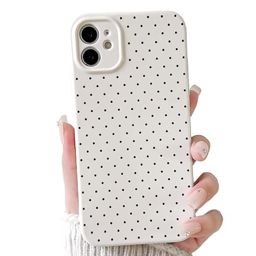 Lovmooful Compatible for iPhone 12 Case Cute Polka Dot with Aesthetics Design for Girls Women Soft TPU Shockproof More Protective Girly for iPhone 12 Case-White - Image 1