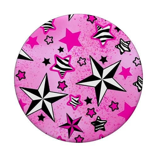 McBling Trashy Y2K Aesthetic Tattoo Stars Zebra Pink Black PopSockets Swappable PopGrip thumbnail 3