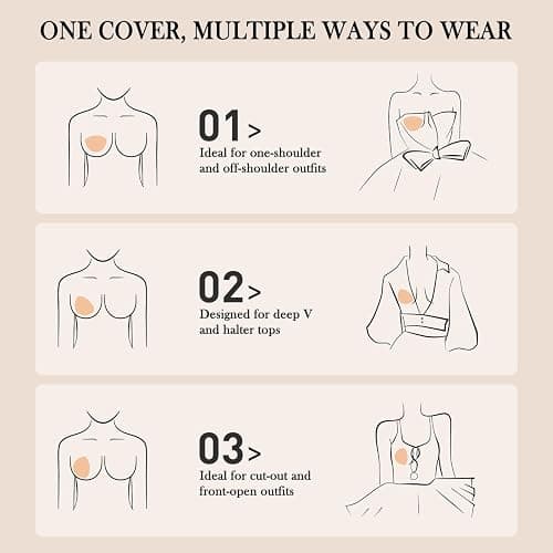 ATTLADY Nipple Covers No Show 4 Pairs- Reusable Adhesive Silicone Sticky Triangle Nipple Pasties for Women thumbnail 4