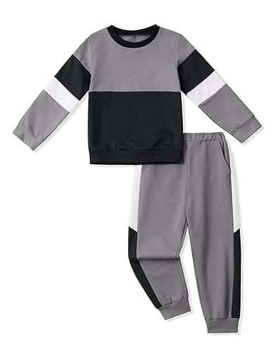 Hevemexy Toddler Boy Clothes Long Sleeve Hoodie Sweatsuits Tops and Pants 2Pcs Boys Fall Winter Outfits Set - Dark Grey - 2-3T