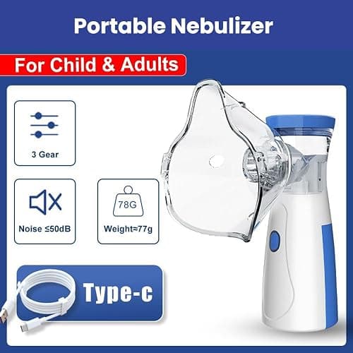 Portable Nebulizer Machine for Adults & Kids - Easy-to-Use Handheld Nebuliser with Mouthpiece & 2 Masks for Home & Travel thumbnail 3