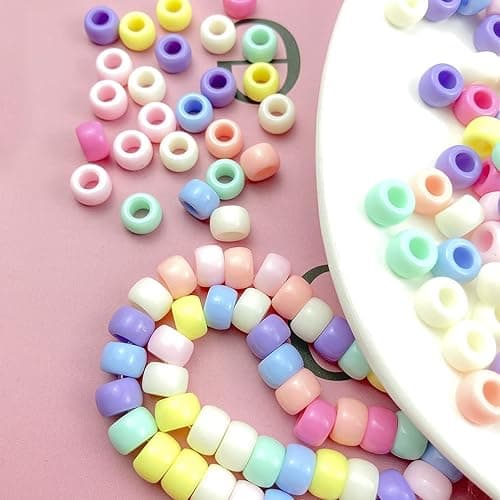 Mulutoo 600 Pcs Acrylic Craft Pony Beads Mix: Colorful Assorted Plastic Pastel Spacer Shape Beads, DIY Jewelry Craft Making thumbnail 5