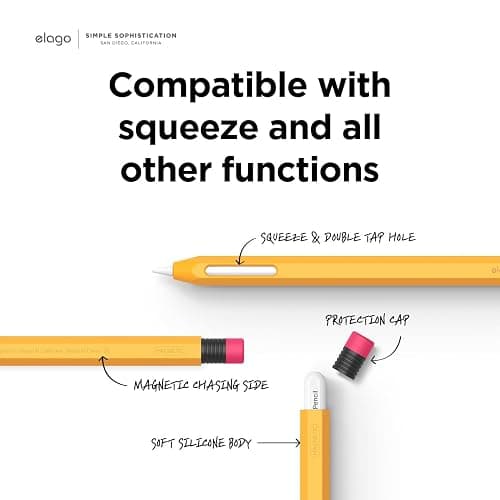elago Compatible with Apple Pencil Pro Case & Apple Pencil 2nd Generation Case, Compatible with Magnetic Charging, Double Tap, Squeeze, Haptic (Must Read Installation Instructions) (Yellow) thumbnail 6