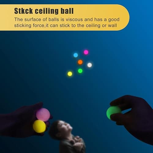 12pcs-2.4in Lumi Balls,Dream Balls,Glow in The Dark Sticky Ball That Stick to The Ceiling,Stocking Stuffers,Stress Relievers Stress Ball for Kids and Adults,Elevated Balls,ASMR Cool Stuff for Teens thumbnail 4