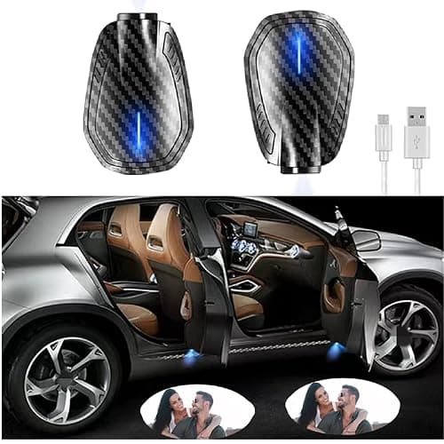 Custom Car Door Projector Lights,Custom carbon fibre Rechargeable Wireless Car Door Light (2Pcs) - Image 1