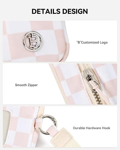 BOSTANTEN Wristlet Wallets for Women RFID Checkered Wallet with ID Window Nylon Wristlet Purse with 3 Zippers Dusty Pink thumbnail 4