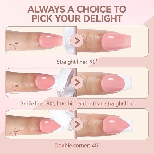 Una Gella French Tip Tool Stamp, Two Sizes French Nails Manicure Stamper Kit For Almond/Square/Coffin Fingers & Toes Easy Diy Nail Art At Home thumbnail 5