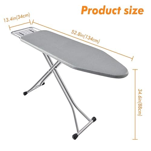 BKTD Ironing Board, Heat Resistant Cover Iron Board with Steam Rest, Non-Slip Foldable Ironing Stand. Heavy Sturdy Metal Frame Legs Iron Stand(13 * 34 * 53 Inches) (Silver Gray) thumbnail 3