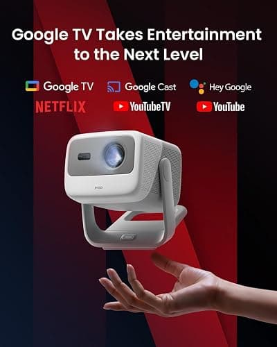JMGO N1S 4K Smart Portable Projector, Triple Laser, 1100 ISO Lumens, Gimbal Instant Auto Focus, Google TV, Netflix, 110% BT.2020, Wi-Fi 6, HDR10, 10W Dolby Audio, Blu-ray 3D, 200" for Home. thumbnail 4
