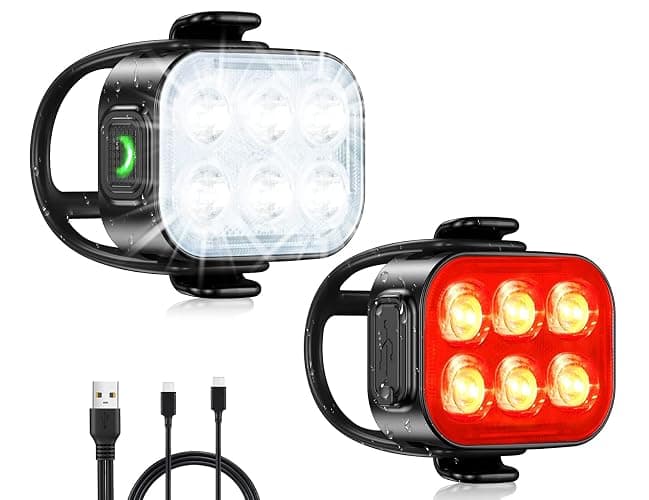 Zewdov Bike Lights for Night Riding, USB Rechargeable Bike Lights Front and Back, Waterproof IP65 Bicycle Light, 4+6 Modes Bike Headlight and Tail Light Set,1.5 Hrs Fast Charging, Easy to Install - Image 1