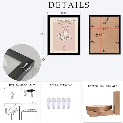 Black Framed Ballet France Exhibition Wall Art Prints Set of 2 Vintage Ballerina Canvas Posters Decor Nordic Aesthetic Art Painting Pictures for Girls Room Bedroom Gallery Decor with Framed thumbnail 2