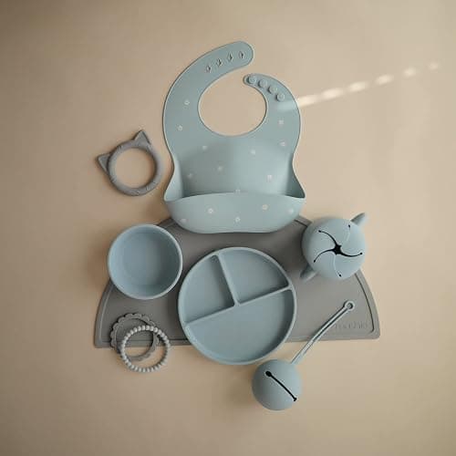 Mushie Silicone Suction Bowl, Non-Slip Suction Bowl for Babies & Toddlers, Material: Food Grade Silicone, Dishwasher & Microwave Safe (Powder Blue) thumbnail 2