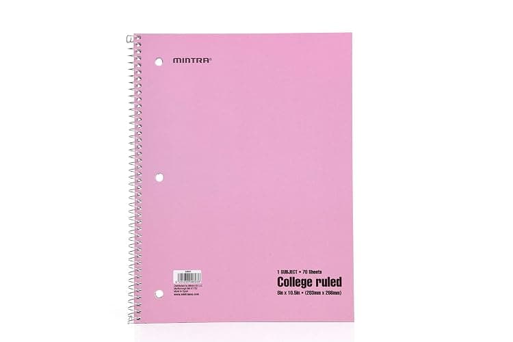 Mintra Office Spiral Notebooks - 1 Subject, 70 Sheets, College Ruled, 8in x 10in, Bulk Pack, Pastel Covers, Set of 6 - for School, Office, Business, Professional (04693) - Pastel - College Ruled - 6PK thumbnail 5