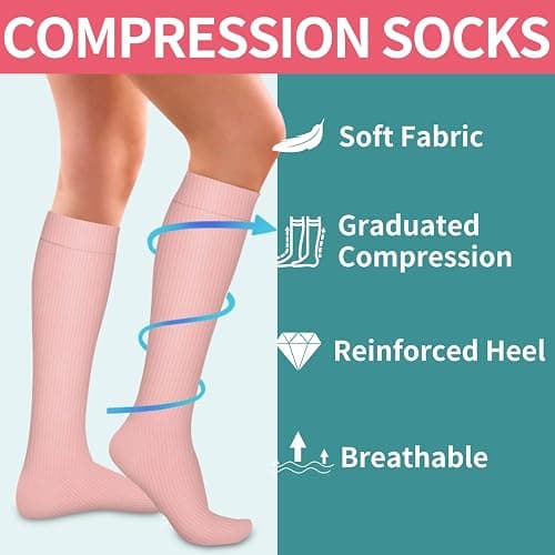 COOLOVER Copper Compression Socks for Women and Men(6 Pairs)-Best Support for Running, Athletic, Travel thumbnail 5