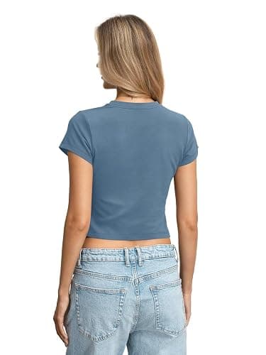 EasyGala Womens Cotton T Shirts Basic Baby Tee Crop Tops Crewneck Slim Fit Short Sleeves Tee Summer Cute Clothes 2026 thumbnail 4