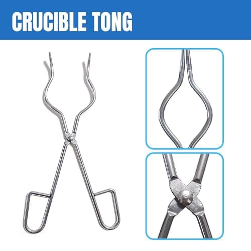 Scientific Lab Tools Pack for Basic Starter, Chemistry Set - Crucible Tongs Lab Spatula Scoop U-Shape Spoon Test Tube Clamps Stainless Steel Forceps Tweezers thumbnail 6