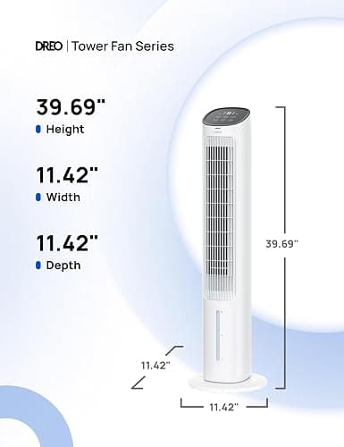 Dreo Tower Fan for Bedroom, 40" Evaporative Air Cooler, Cooling Fans That Blow Cold Air with 80° Oscillating, Removable Water Tank, 3 Modes 4-Speed, Remote Control, Quiet Floor Fan, 7H Timer，White - White thumbnail 2
