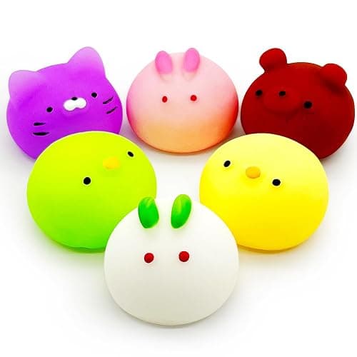 6 Pcs Mochi Squishy Toys for Kids Party Favors, Mini Round Animals Toys Kawaii Squishies for Classroom Prizes, Easter Basket and Goodie Bag Stuffers, Stress Balls Fidget Toys Bulk for Kids - Image 1