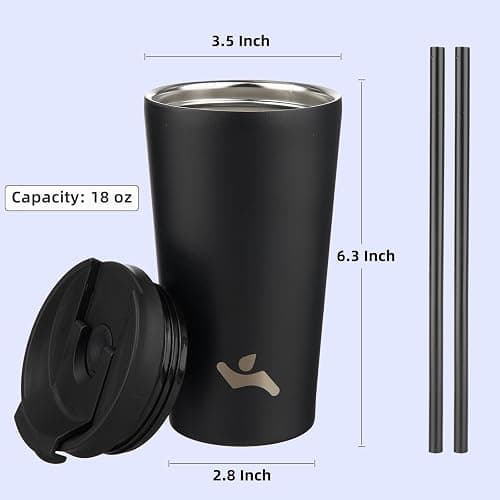 Konokyo 18 OZ Insulated Tumbler with Lid and 2 Straws Stainless Steel Water Bottle Vacuum Travel Mug Coffee Cup,Taro thumbnail 3