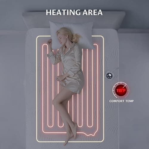 Full Size Electric Heated Mattress Pad - Bed Warmer with Memory & Preheat Functions, 12 Heat Settings Single Control for 1-12 Hours Auto Off, Lighted Button thumbnail 7
