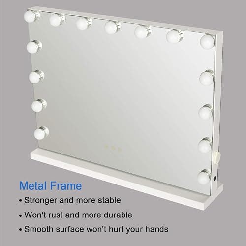 YOURLITE Hollywood Vanity Mirror with Lights, 58×45cm Lighted Makeup Mirror with 15 Dimmable Led Bulbs, 3 Lighting Modes, Touch Screen Control, Tabletop and Wall Mounted for Bedroom thumbnail 6
