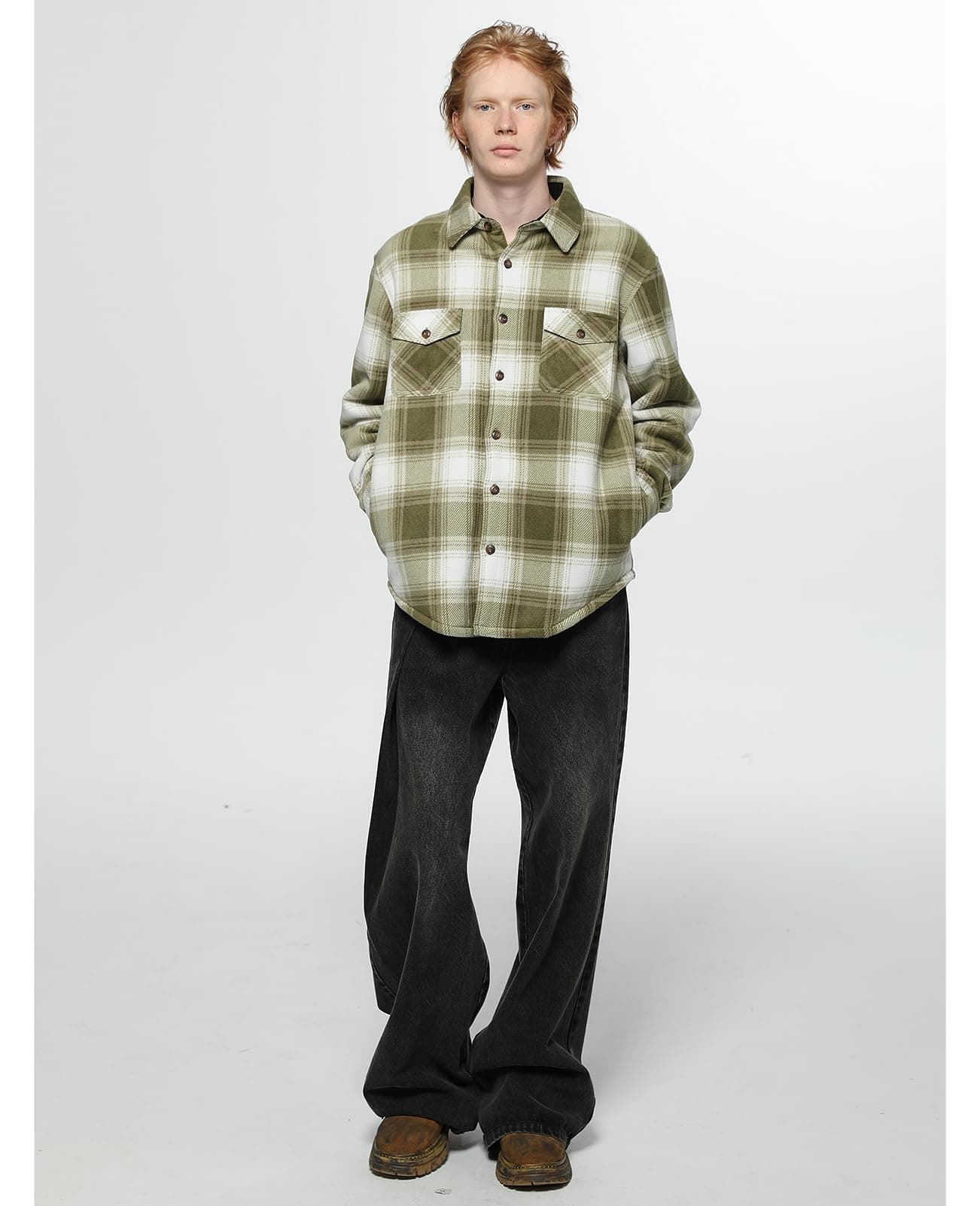 ZENTHACE Men's Warm Sherpa Lined Fleece Plaid Flannel Shirt Jacket(All Sherpa Fleece Lined) - XX-Large - Misty Woodland thumbnail 2