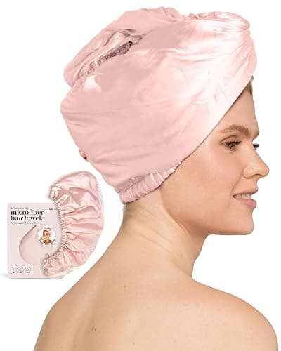 Kitsch Satin Microfiber Hair Towel Wrap for Women - Super Absorbent, Quick Dry, Anti-Frizz - for Long and Short Hairs, Turbans for Women, Wet and Curly Hair Wrap - Blush - Blush - Image 1