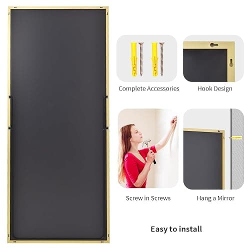 Koonmi 71"x30" Floor Mirror Full Length, Bedroom Floor Body Mirror with Stand, Large Gold Mirror, Leaning, Standing or Hanging Horizontally/Vertically thumbnail 6