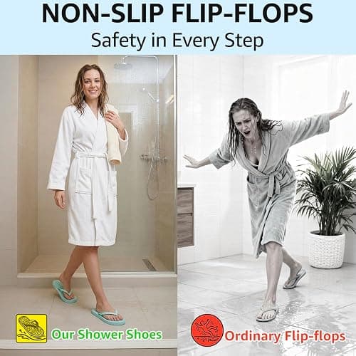 WIDE TOE BOX Women's Quick-Dry Shower Shoes Non-Slip Flip Flops with Arch Support & Drainage Holes for Beach, Pool, Dorm, Bathroom, Spa, Gym & Travel thumbnail 6