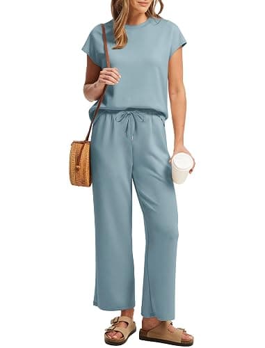 Sampeel Two Piece Sets for Women Summer Vacation Outfits Cap Sleeve Tops Lounge Matching Sets Clothing Beach Fashion Clothes thumbnail 3